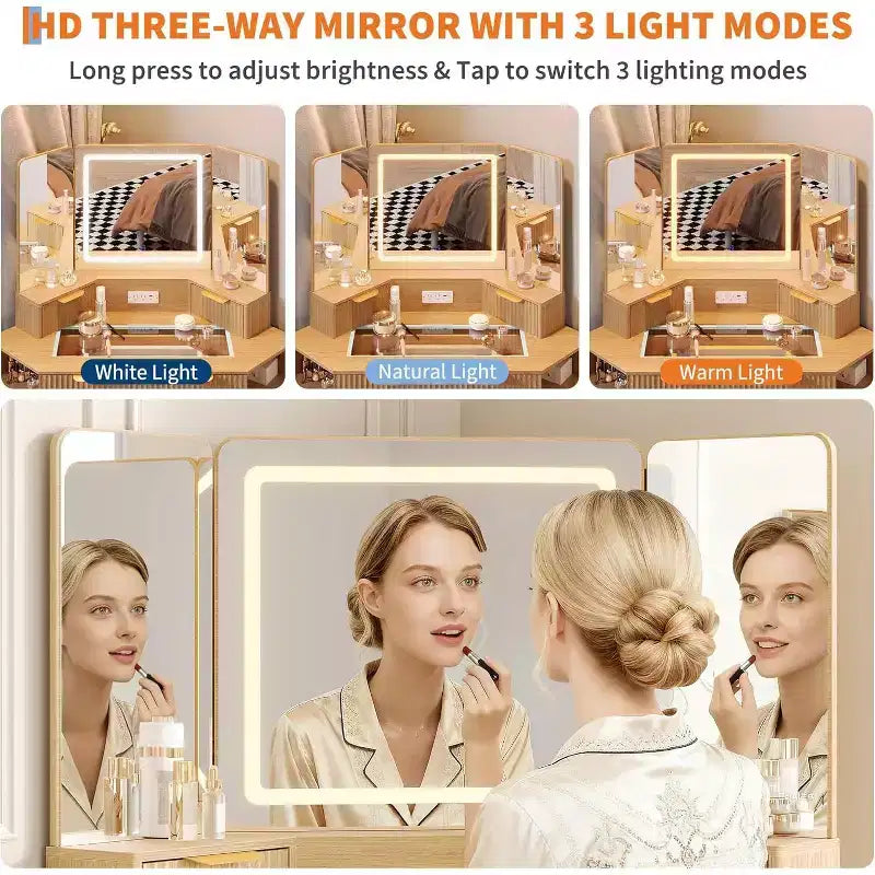 Coiffeuse lumineuse à trois faces