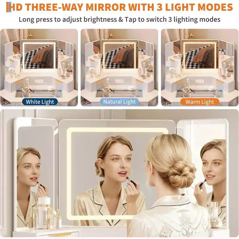 Coiffeuse lumineuse à trois faces