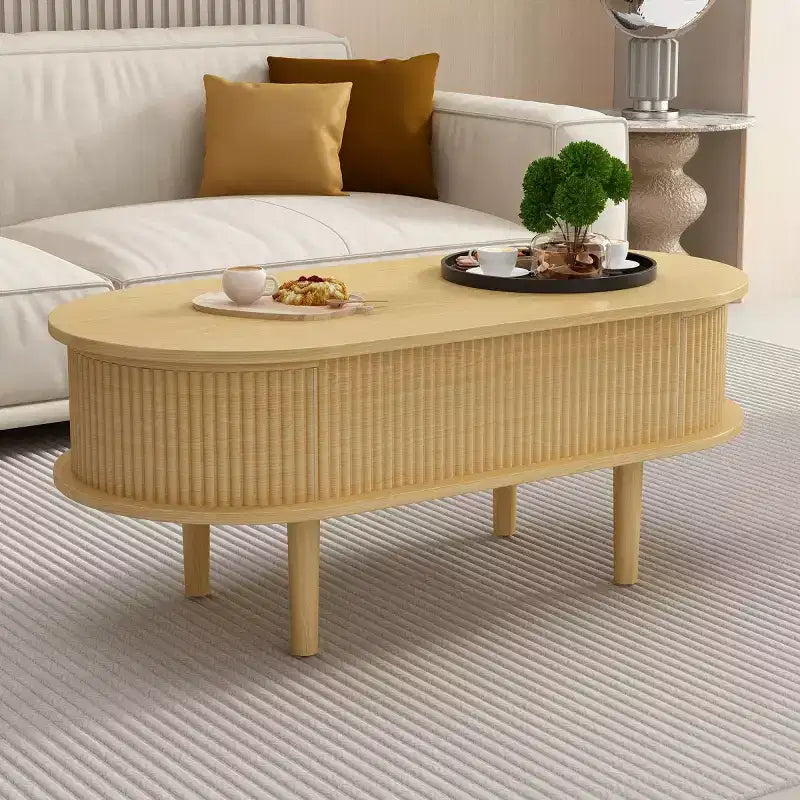 Table basse ovale moderne à hauteur réglable