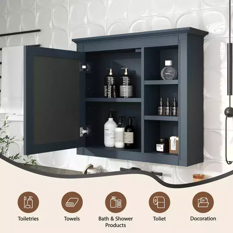 Avec miroir et étagères ouvertes