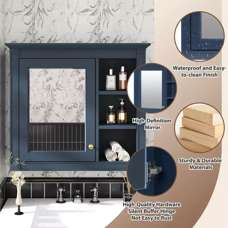 Avec miroir et étagères ouvertes