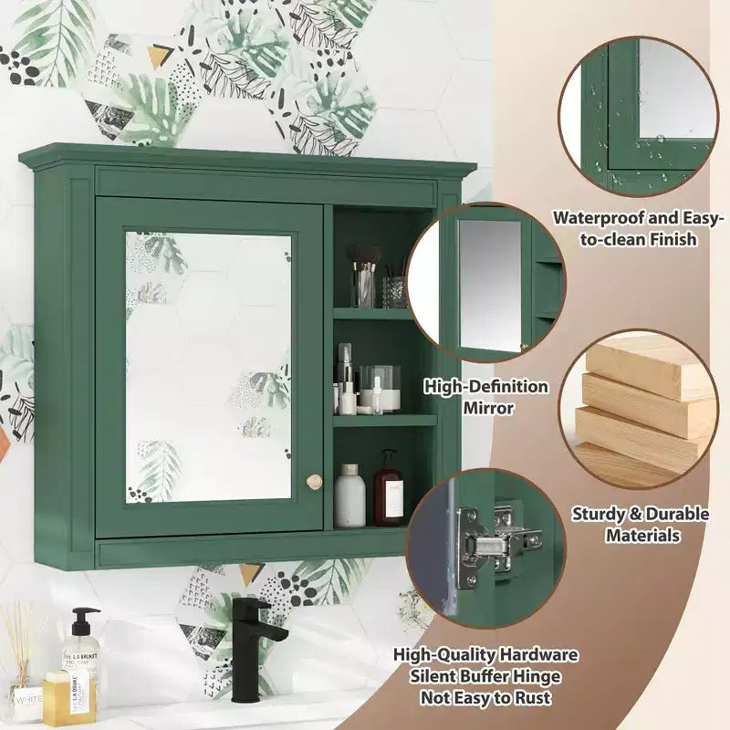 Avec miroir et étagères ouvertes