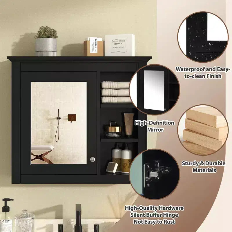 Avec miroir et étagères ouvertes