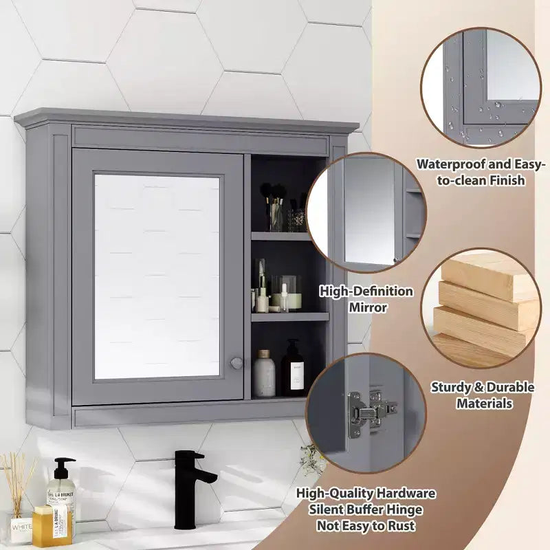 Avec miroir et étagères ouvertes