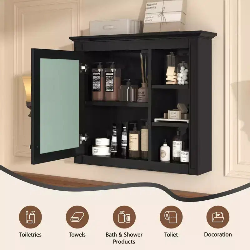 Avec miroir et étagères ouvertes