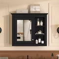 FAMYYT 30 in. W x 28 in. H Rectangular MDF Board Surface Mount Bathroom Medicine Cabinet with Mirror Open Shelves