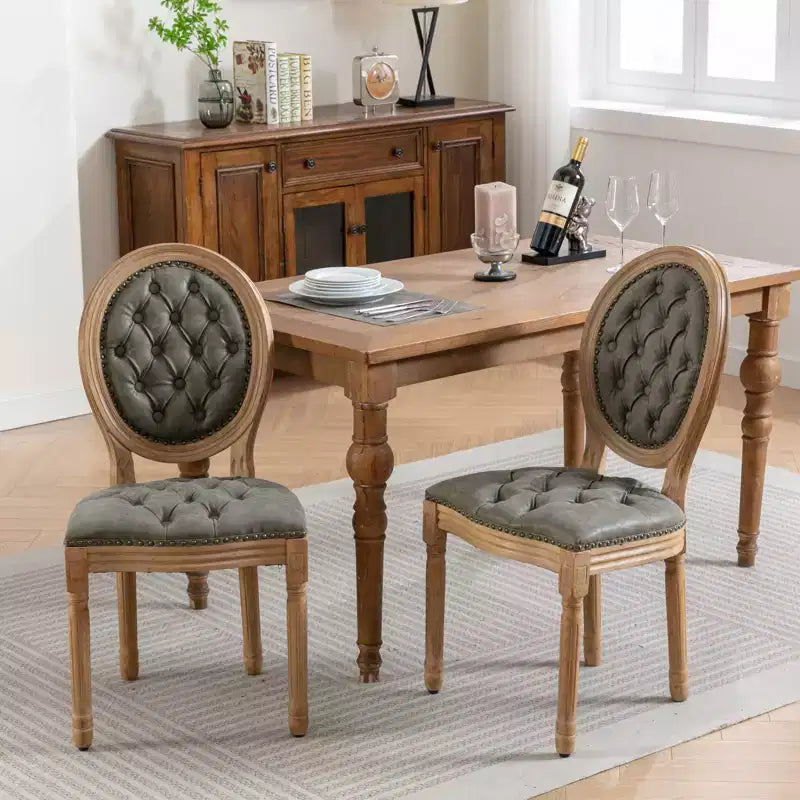 TUYOHW King Louis Chair Set of 2 Elegant Tufted Dining Chairs French Style for Home Decor Sleek Side Chairs with Solid Rubberwood Legs