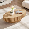 MAYEERTY 43.7 Inch Modern Oval Coffee Table Handcrafted Center Table with Sturdy Pedestal for Living Room Bedroom Small Space