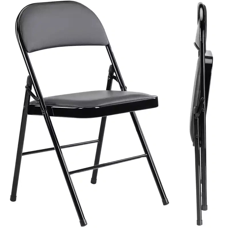 TUYOHW 18 Foldable Dining Chairs Set of 2/4 Waterproof Leather Side Chairs for Kitchen and Dining Room Sturdy Metal Legs with 350lbs Capacity