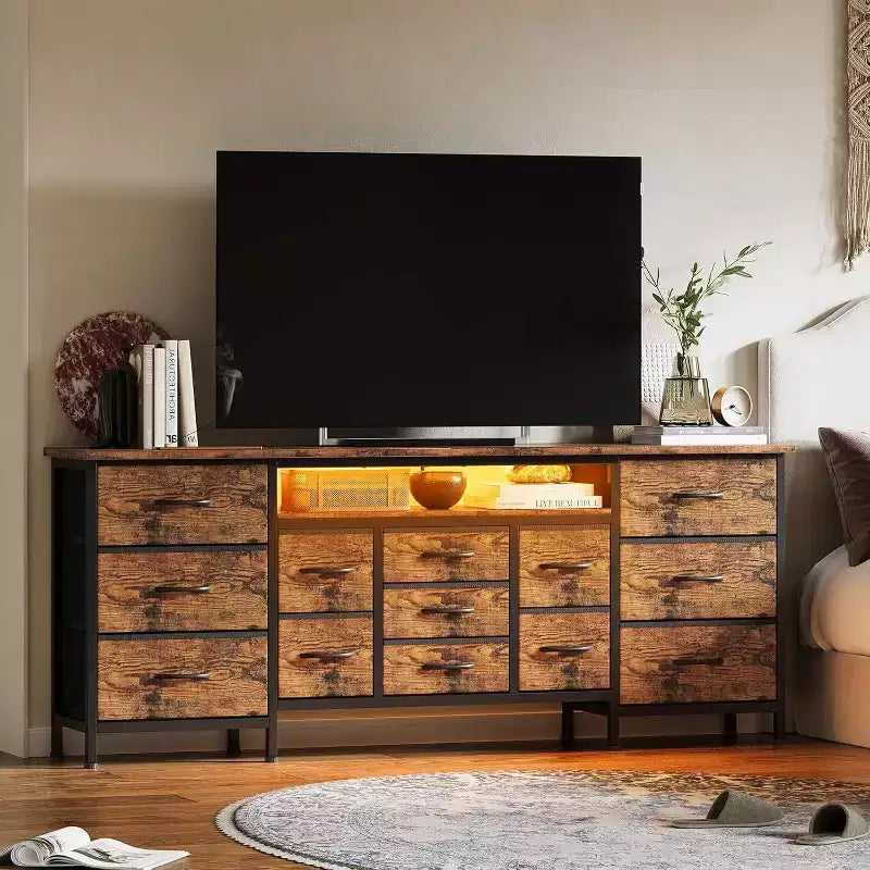 Meuble TV long avec tiroirs