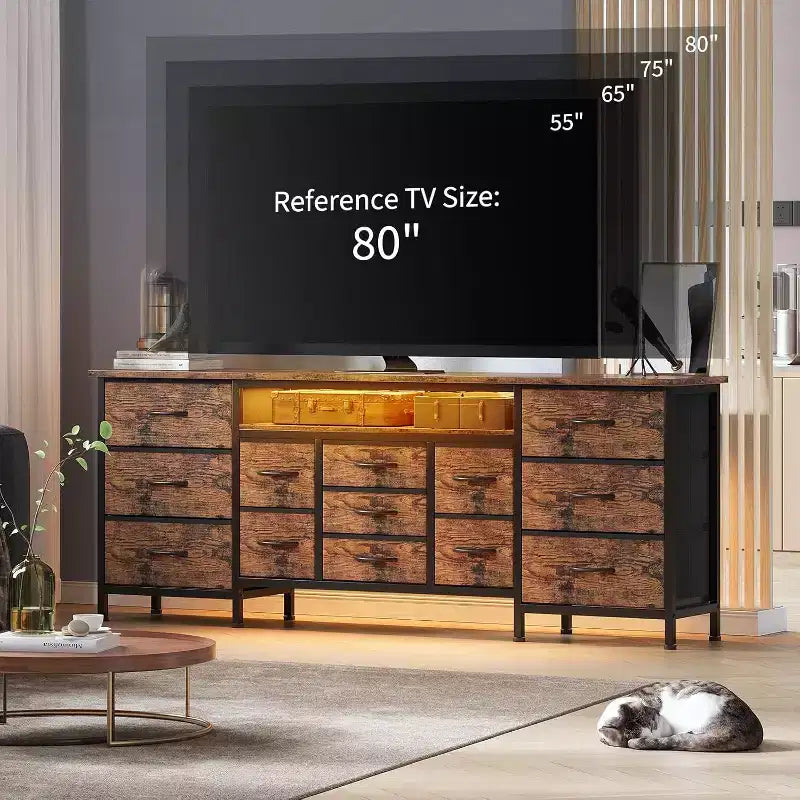 Meuble TV long avec tiroirs