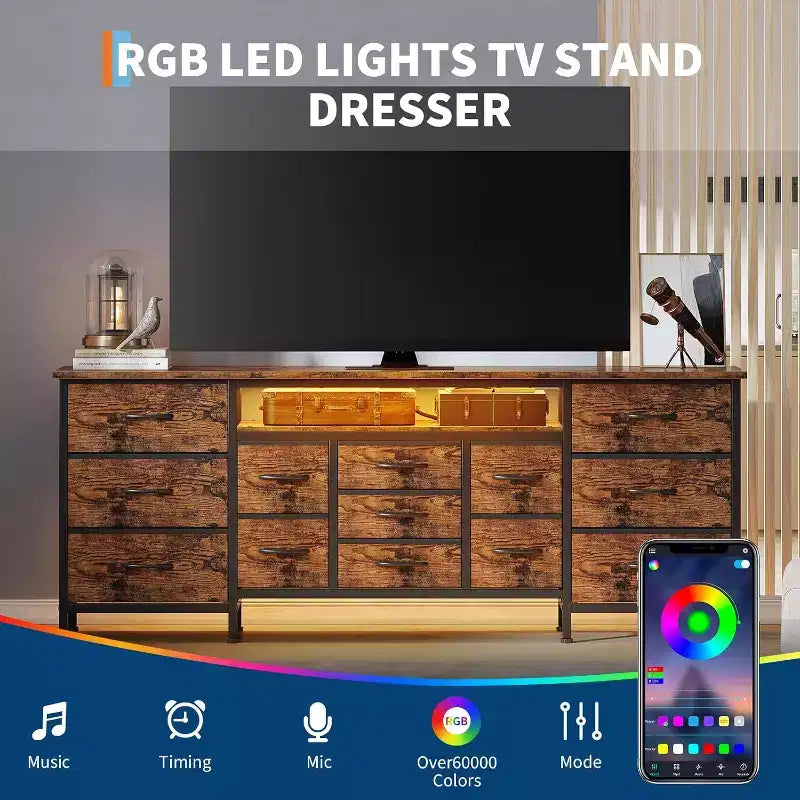 Meuble TV long avec tiroirs