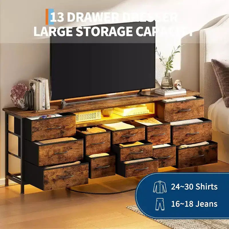 Meuble TV long avec tiroirs