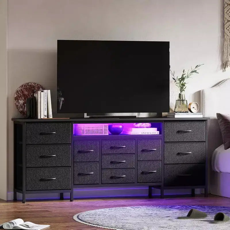 Meuble TV long avec tiroirs