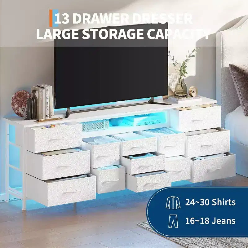 Meuble TV long avec tiroirs