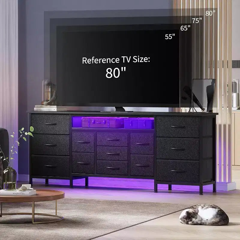 Meuble TV long avec tiroirs