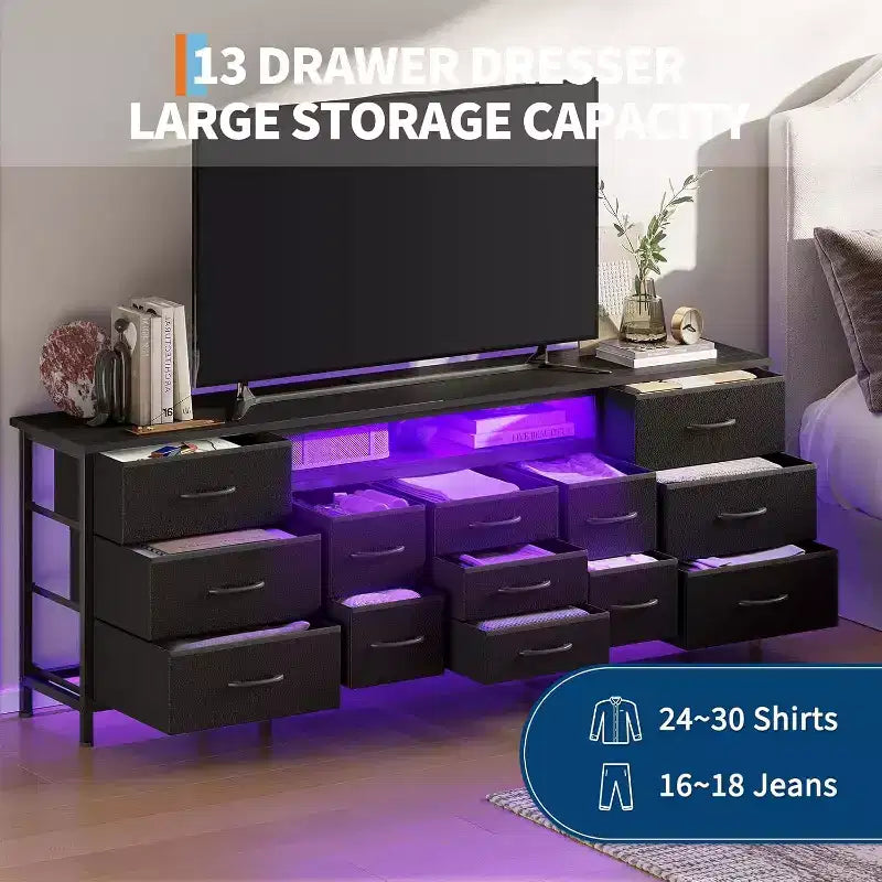 Meuble TV long avec tiroirs
