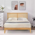 Acekool Twin Rattan Bed Frame Boho Platform Bed with Natural Rattan Headboard & Underbed Storage No Box Spring Needed