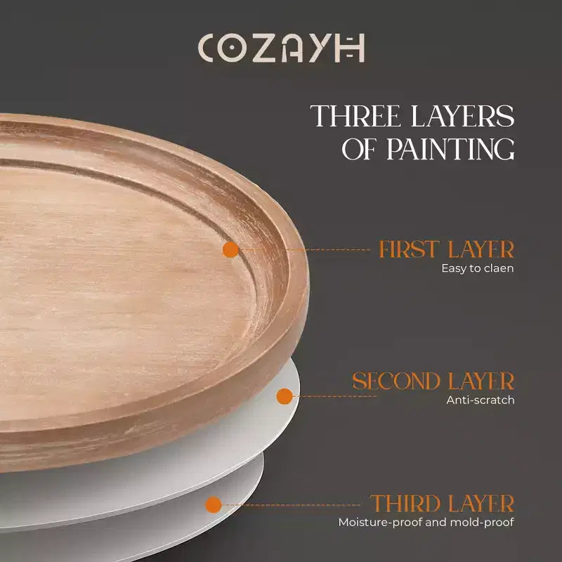 Table d'appoint ronde rétro en bois avec plateau