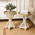 Table d'appoint ronde rétro en bois avec plateau