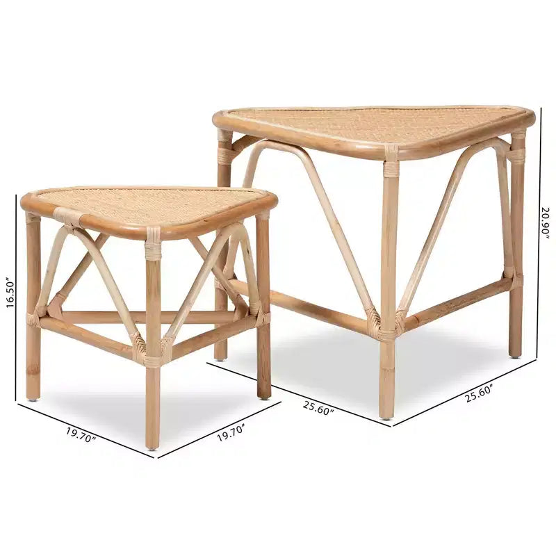 Table gigogne triangulaire artisanale indonésienne